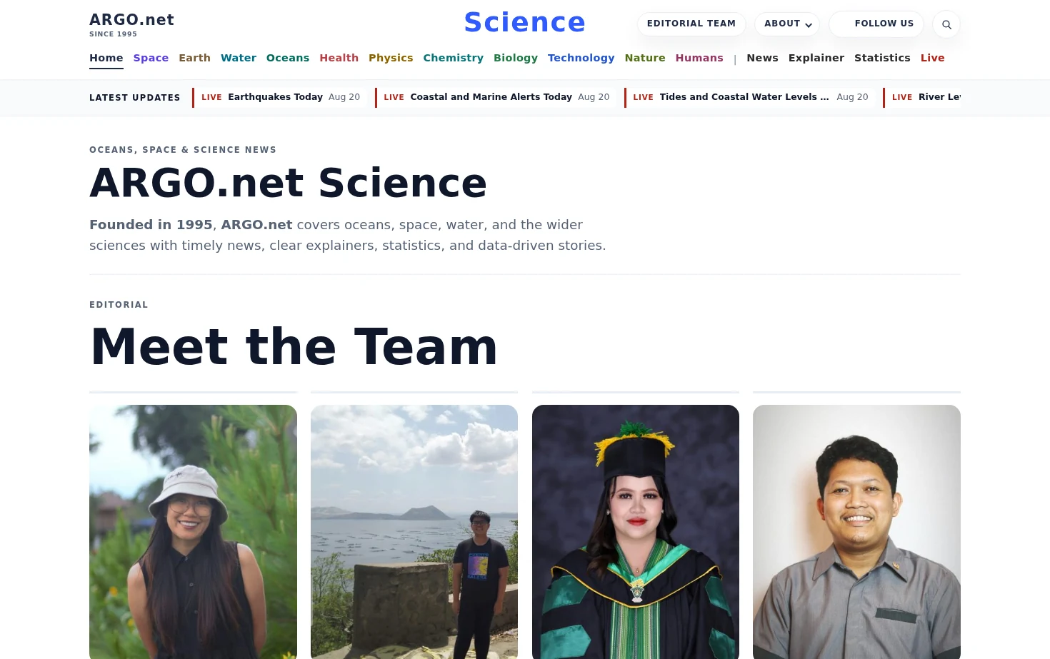 ARGO.net Science 页面快照